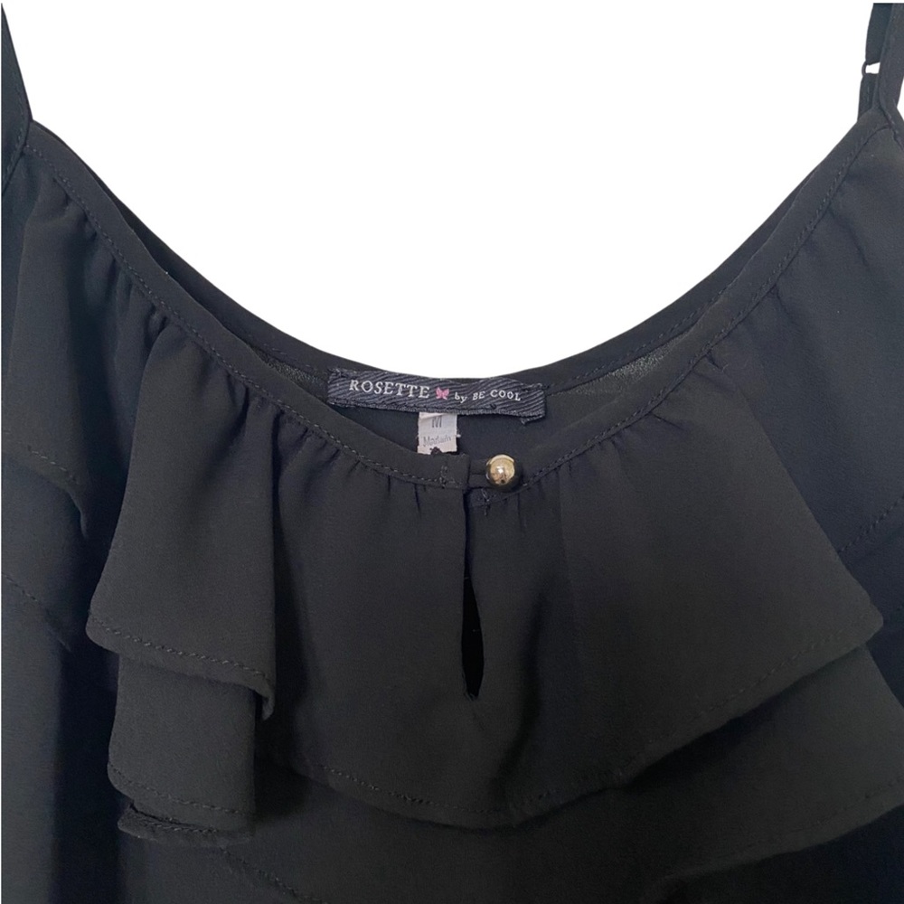 Black Ruffle Key Hole Tank Top - Picture 10 of 11